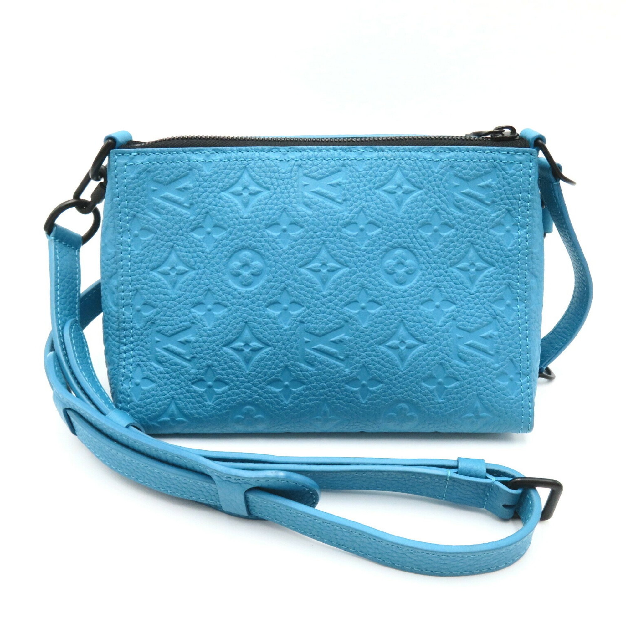 Louis Vuitton LOUIS VUITTON Triangle Shoulder Bag Leather Taurillon Men's Women's Blue M55925