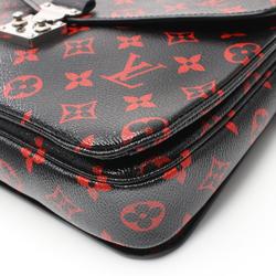 Louis Vuitton LOUIS VUITTON Pochette Metis MM Monogram Anfleur Rouge Handbag Bag Coated Canvas Leather Women's Black Red M41462