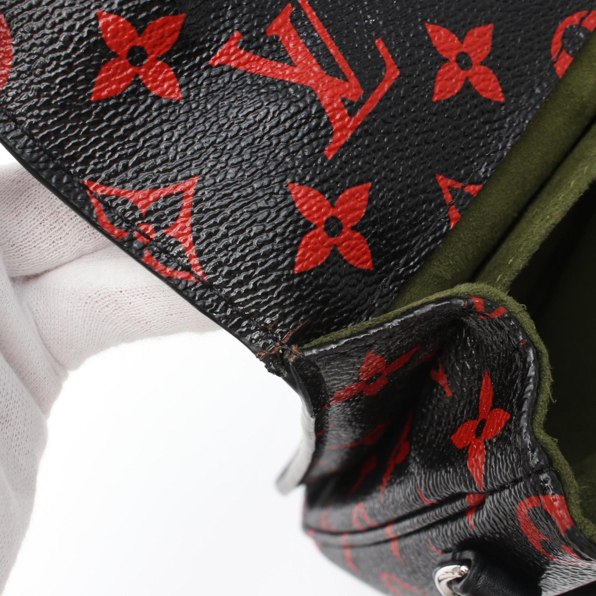 Louis Vuitton LOUIS VUITTON Pochette Metis MM Monogram Anfleur Rouge Handbag Bag Coated Canvas Leather Women's Black Red M41462