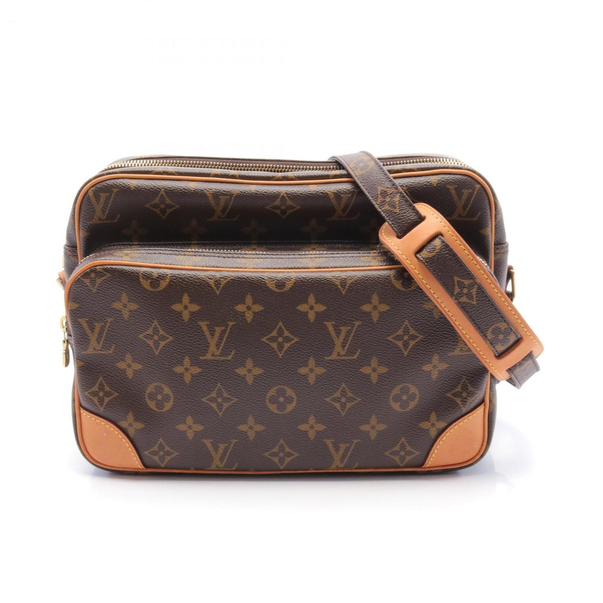 Louis Vuitton Nile Monogram Shoulder Bag, Coated Canvas, Leather, Women's, Brown, M45244