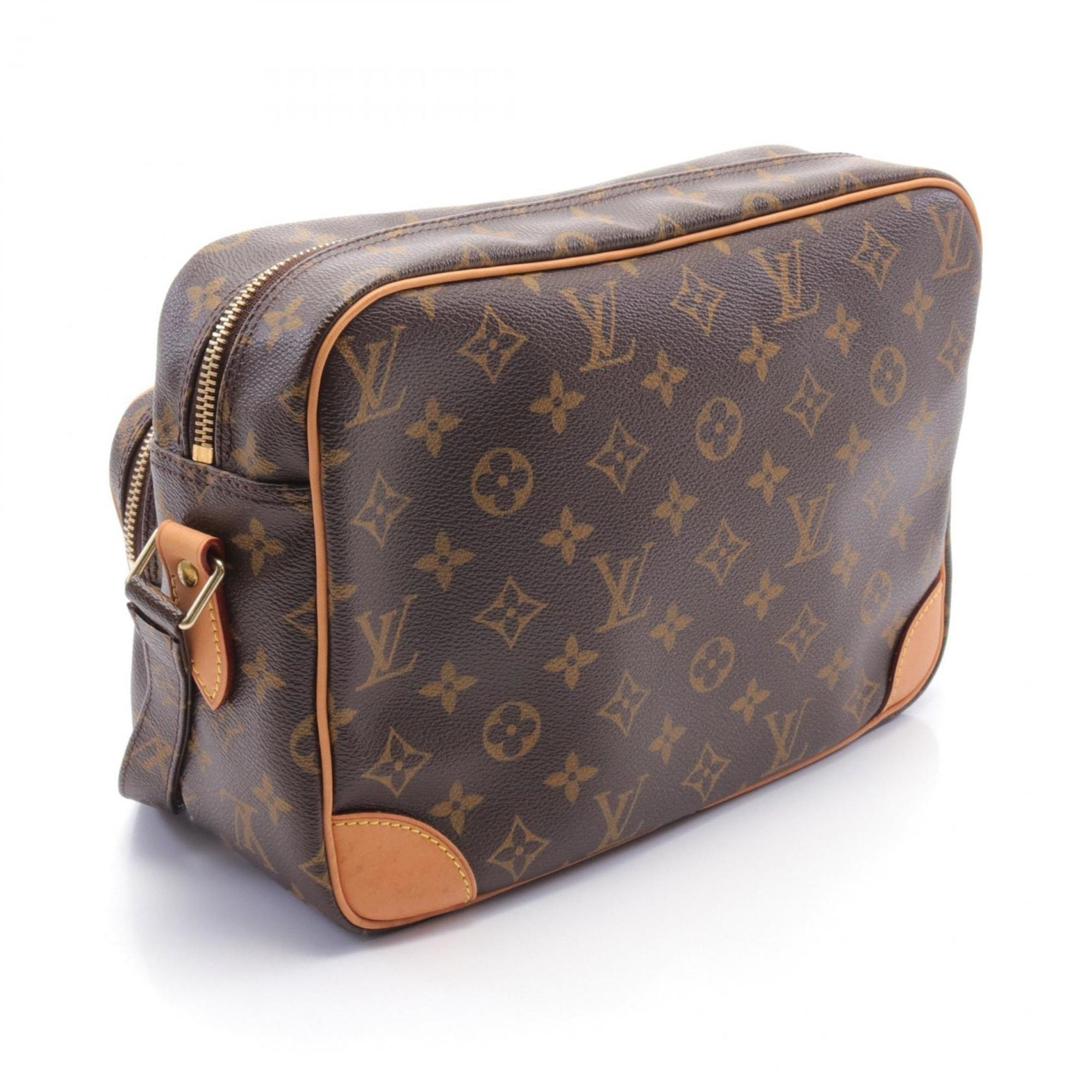 Louis Vuitton Nile Monogram Shoulder Bag, Coated Canvas, Leather, Women's, Brown, M45244