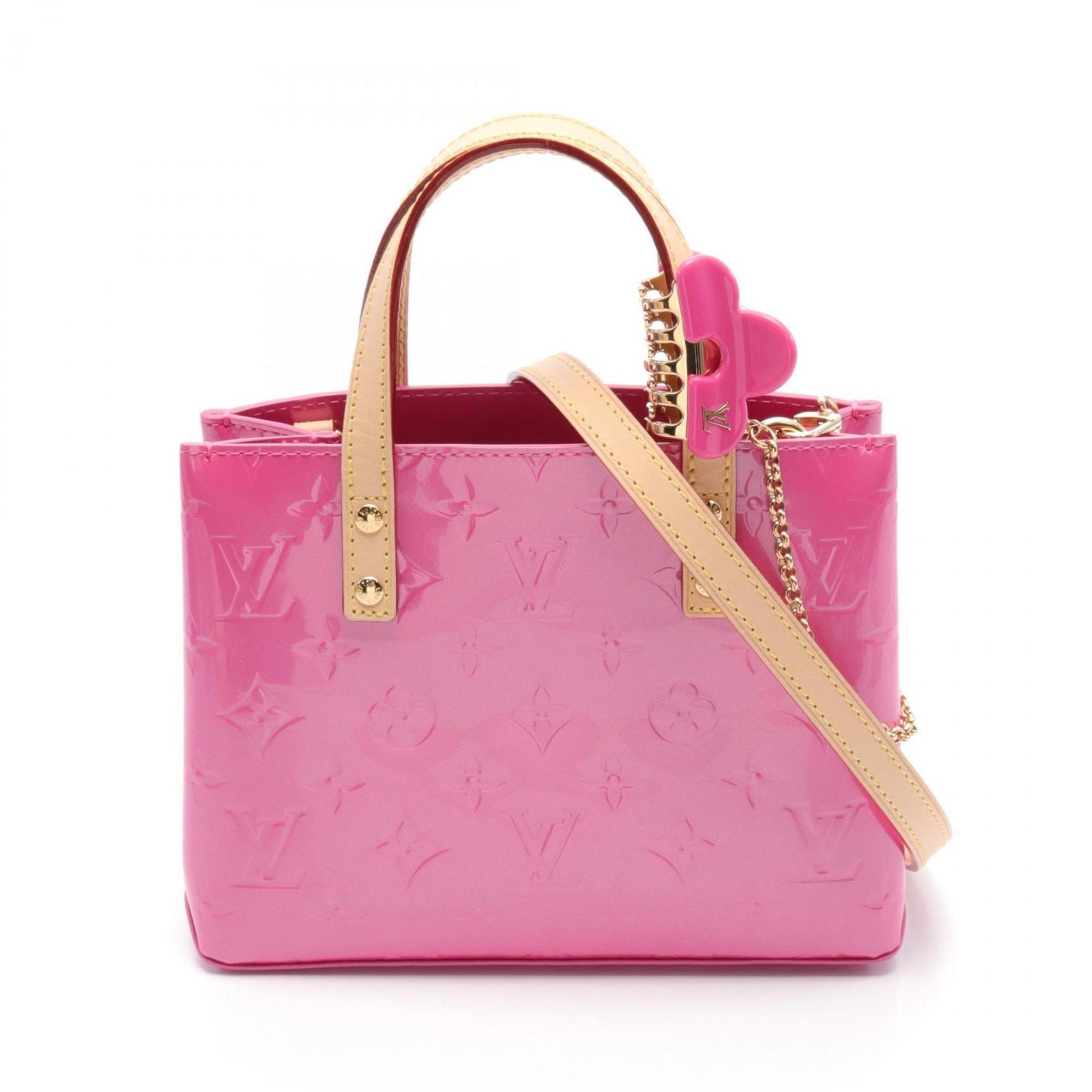 LOUIS VUITTON Reed PM Monogram Vernis Neon Pink Handbag Bag Leather Women's M42028