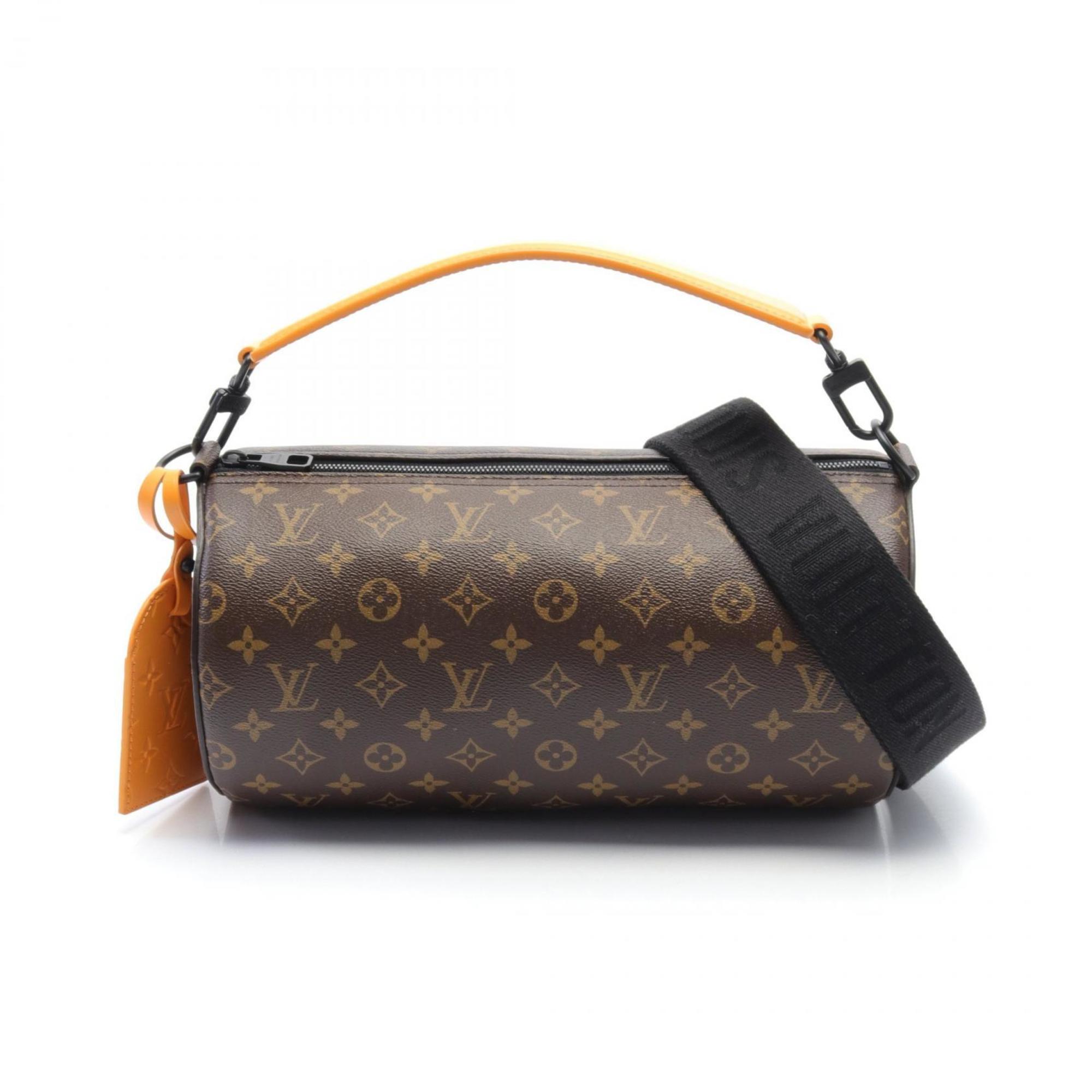 LOUIS VUITTON Soft Polochon MM Handbag Bag Coated Canvas Leather Monogram Macassar Women's Brown Orange M46691