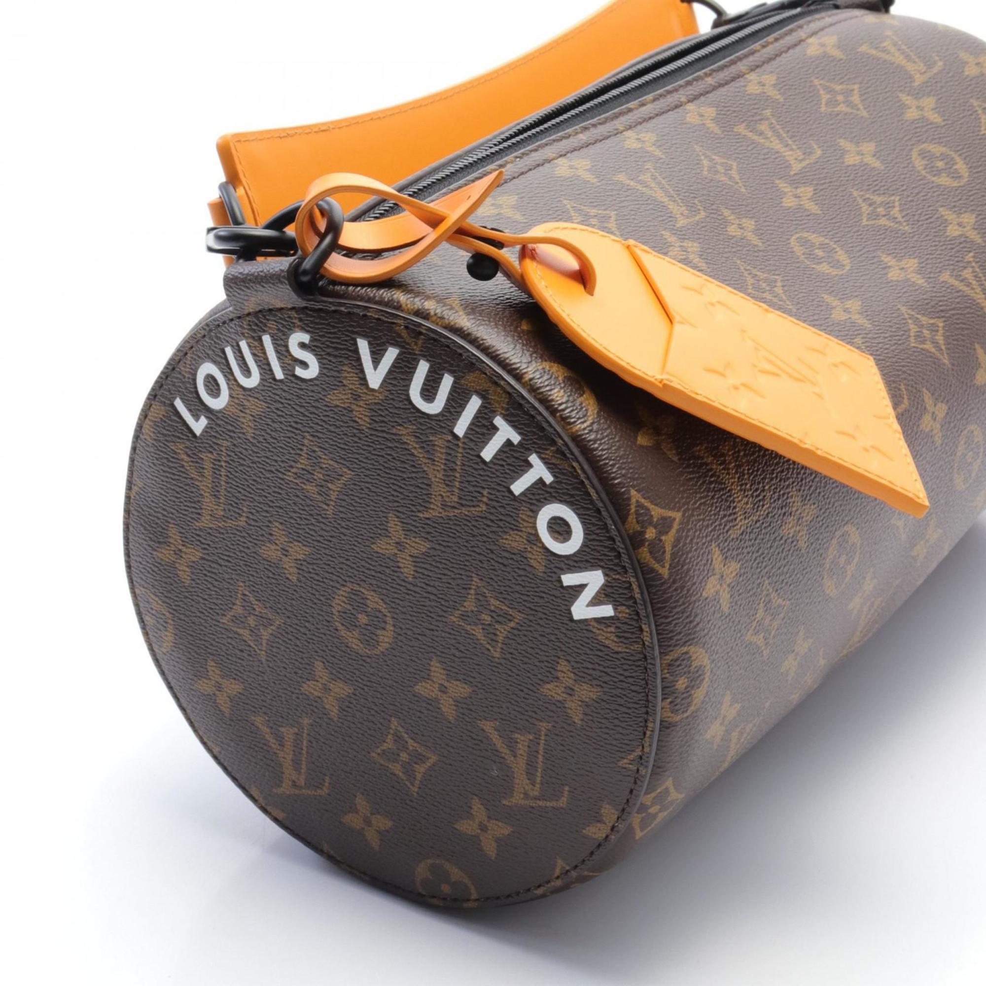 LOUIS VUITTON Soft Polochon MM Handbag Bag Coated Canvas Leather Monogram Macassar Women's Brown Orange M46691