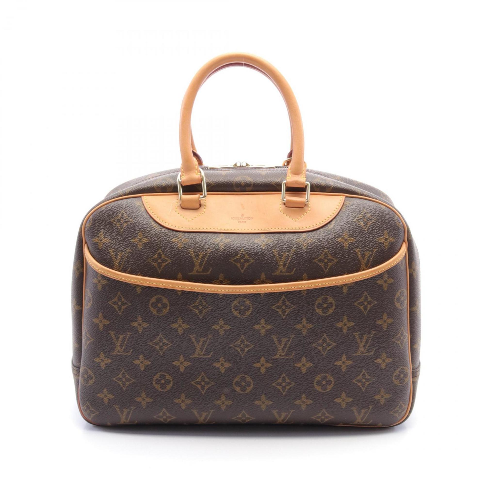 Louis Vuitton Deauville Bowling Vanity Monogram Handbag Bag Coated Canvas Leather Women's Brown M47270