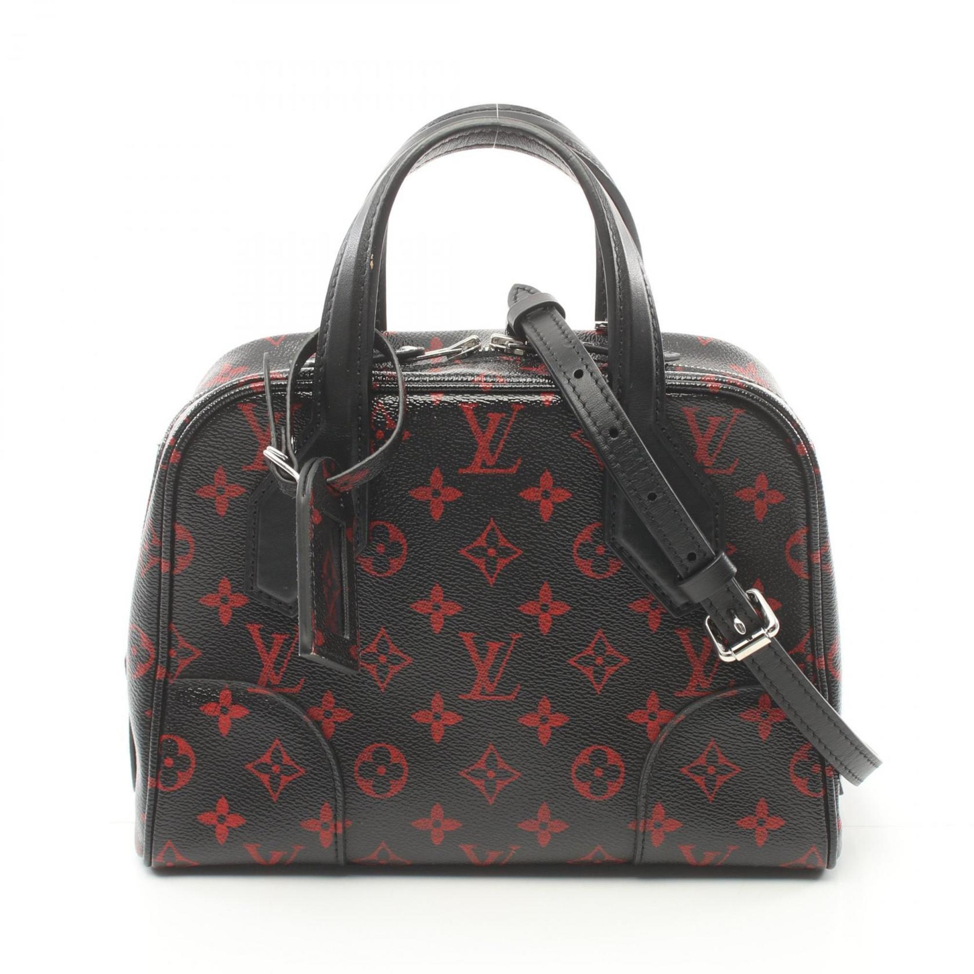 Louis Vuitton Dora Soft BB Monogram Rouge Handbag Bag Coated Canvas Leather Women's Black Red M50217