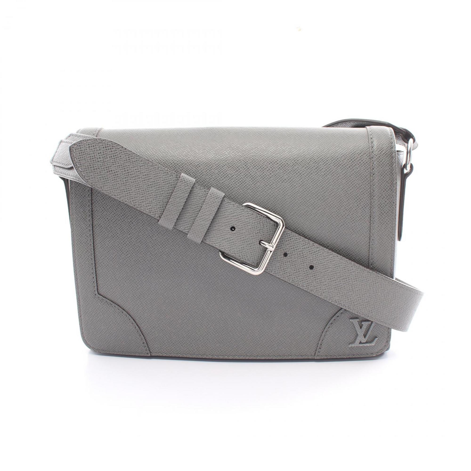 Louis Vuitton LOUIS VUITTON New Flap Taiga Gri Shoulder Bag Leather Men's Gray M30807