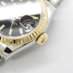 Rolex ROLEX Datejust Random Number Wristwatch Watch K18 (Yellow Gold) Stainless Steel Ladies Black BK BA 179173