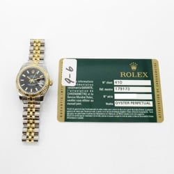 Rolex ROLEX Datejust Random Number Wristwatch Watch K18 (Yellow Gold) Stainless Steel Ladies Black BK BA 179173