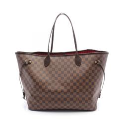 Louis Vuitton Neverfull GM Damier Ebene Tote Bag, Coated Canvas, Leather, Damier, Women's, Brown, N51106