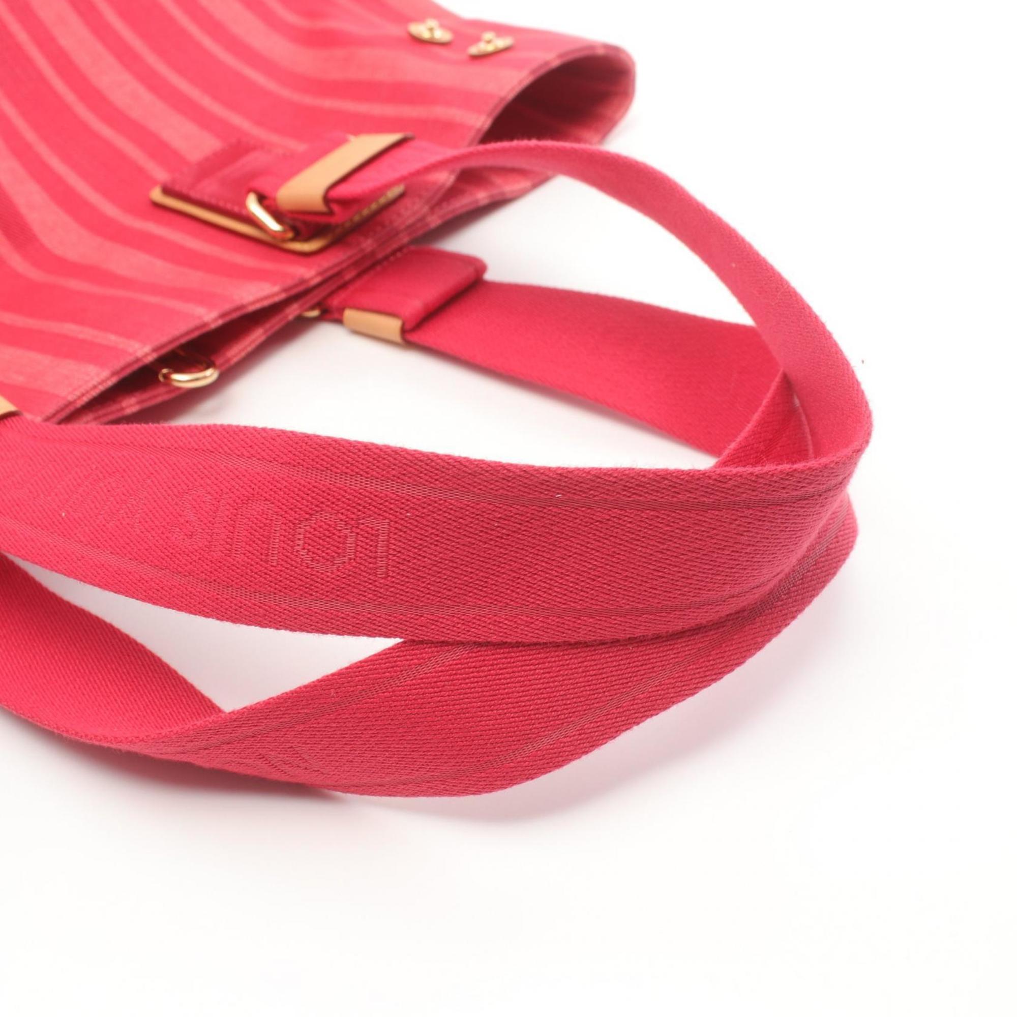 Louis Vuitton Plan Soleil Cabas PM Rouge Grenadine Tote Bag Canvas Suede Leather Women's Red Pink M94146