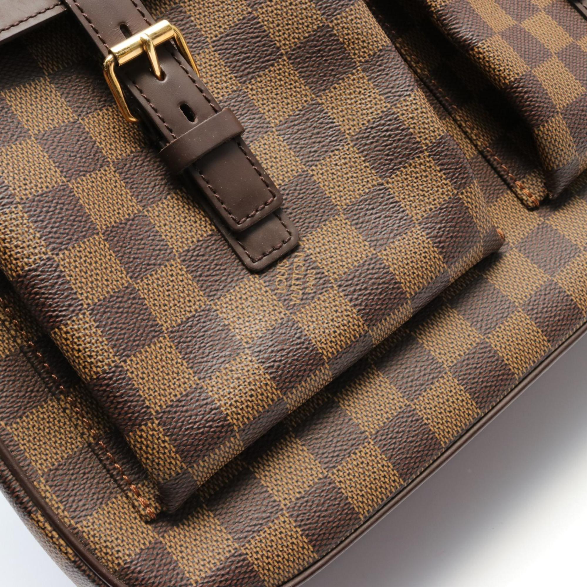 Louis Vuitton LOUIS VUITTON Uzes Damier Ebene Tote Bag Coated Canvas Leather Women's Brown N51128