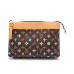 Louis Vuitton LOUIS VUITTON Pochette Voyage Souple Second Bag Clutch Coated Canvas Leather Monogram Women's Brown Multicolor M83568