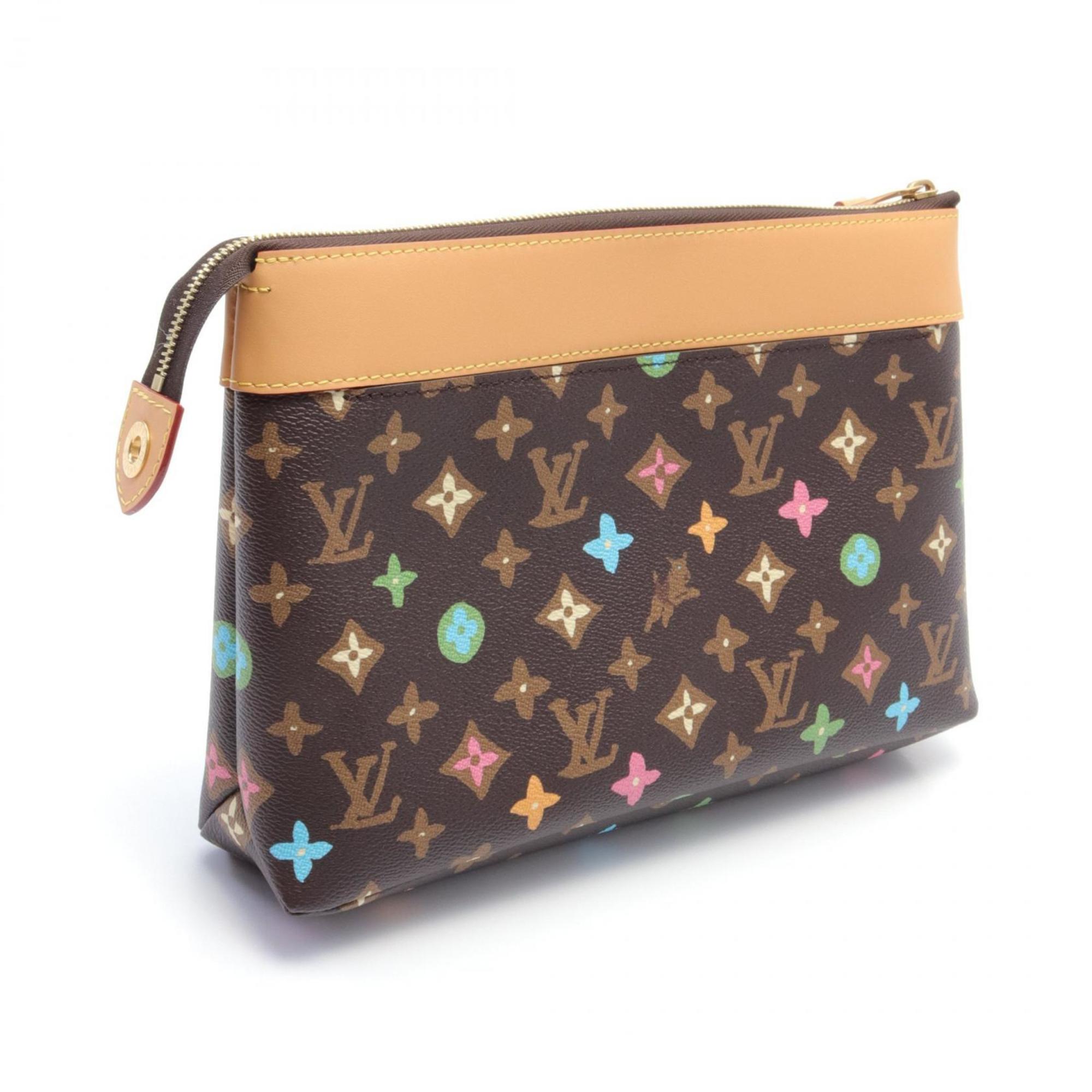 Louis Vuitton LOUIS VUITTON Pochette Voyage Souple Second Bag Clutch Coated Canvas Leather Monogram Women's Brown Multicolor M83568