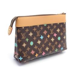 Louis Vuitton LOUIS VUITTON Pochette Voyage Souple Second Bag Clutch Coated Canvas Leather Monogram Women's Brown Multicolor M83568