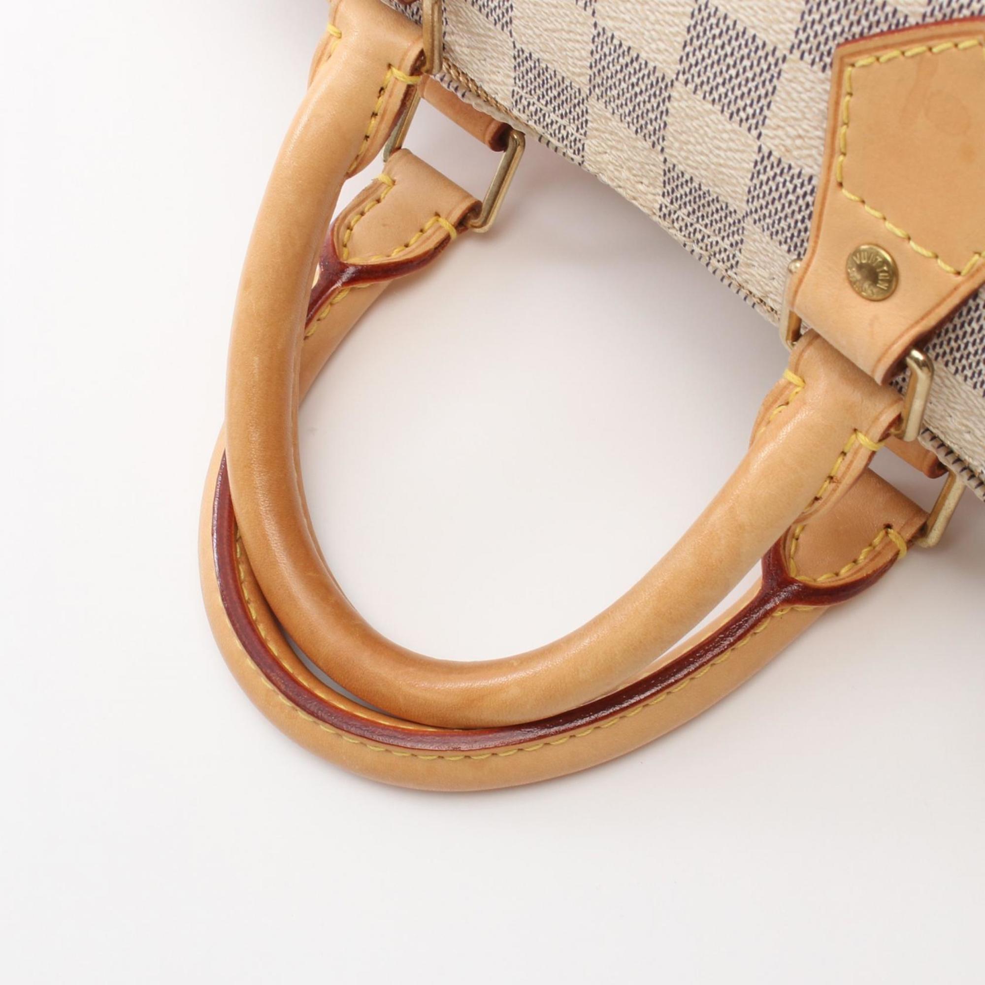 Louis Vuitton Speedy 25 Damier Azur Handbag Bag Coated Canvas Leather Women's White N41534