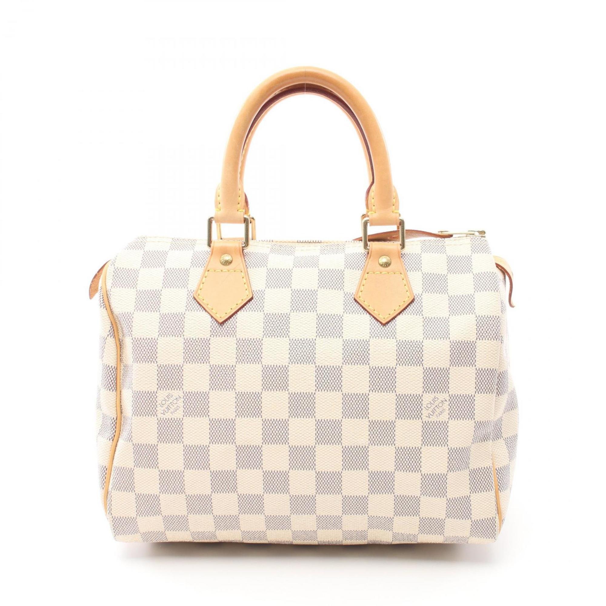 Louis Vuitton Speedy 25 Damier Azur Handbag Bag Coated Canvas Leather Women's White N41534