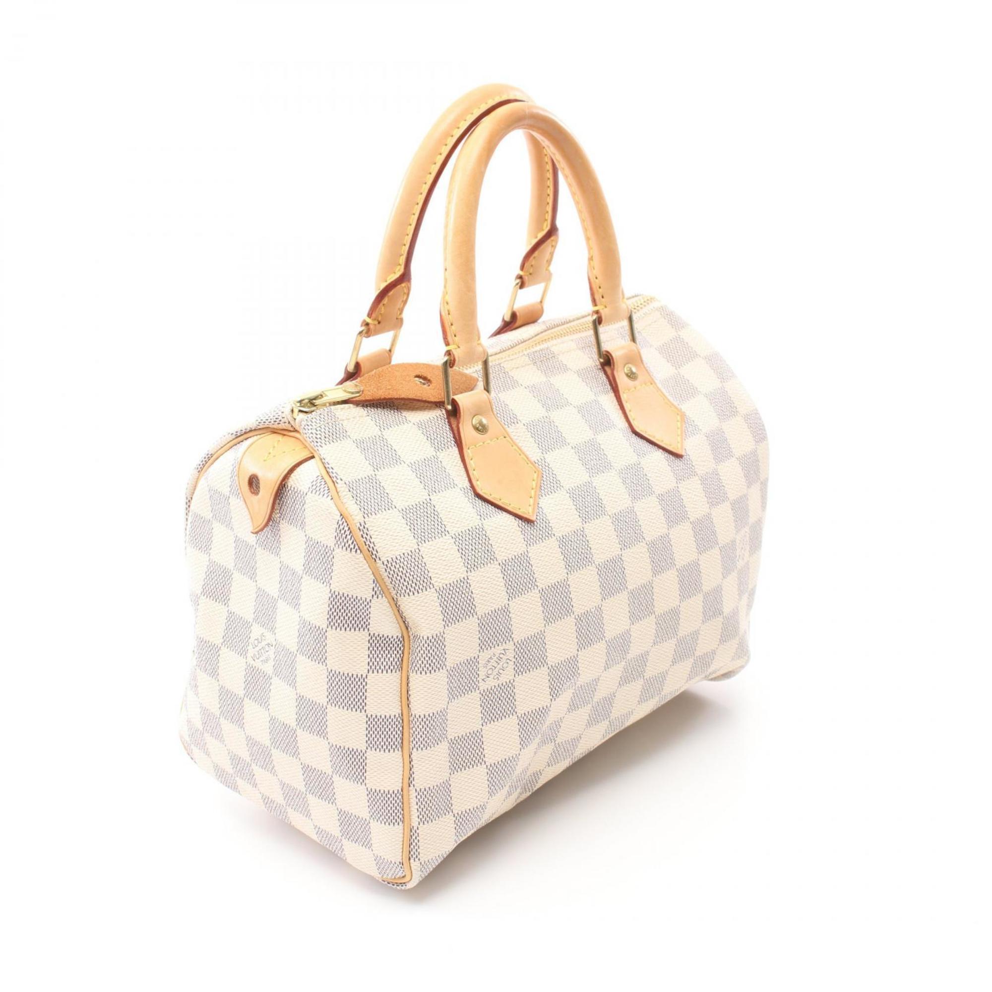 Louis Vuitton Speedy 25 Damier Azur Handbag Bag Coated Canvas Leather Women's White N41534