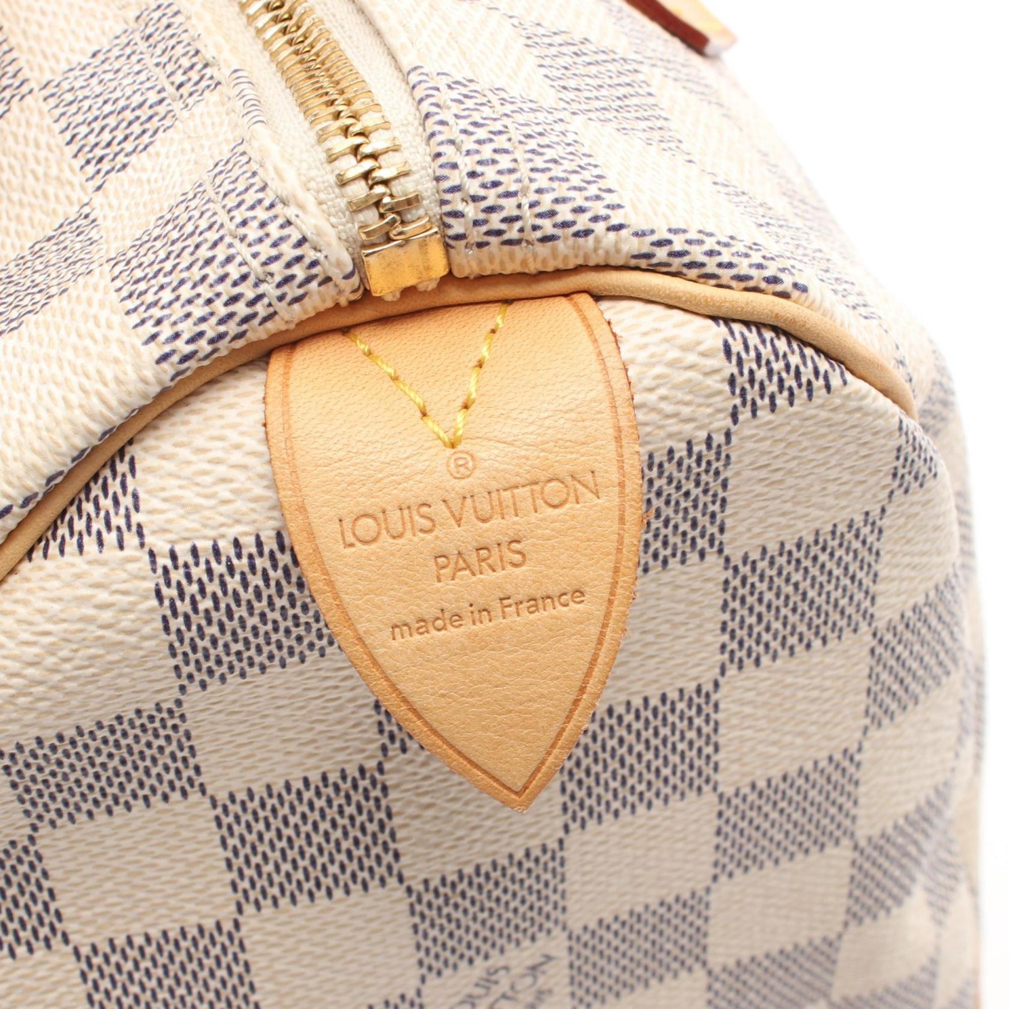 Louis Vuitton Speedy 25 Damier Azur Handbag Bag Coated Canvas Leather Women's White N41534