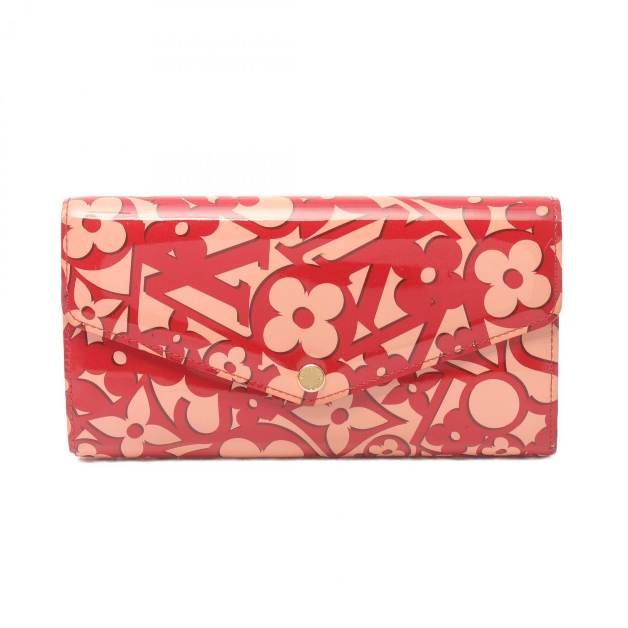 Louis Vuitton LOUIS VUITTON Portefeuille Sarah Bi-fold Long Wallet Leather Vernis Women's Red M90127