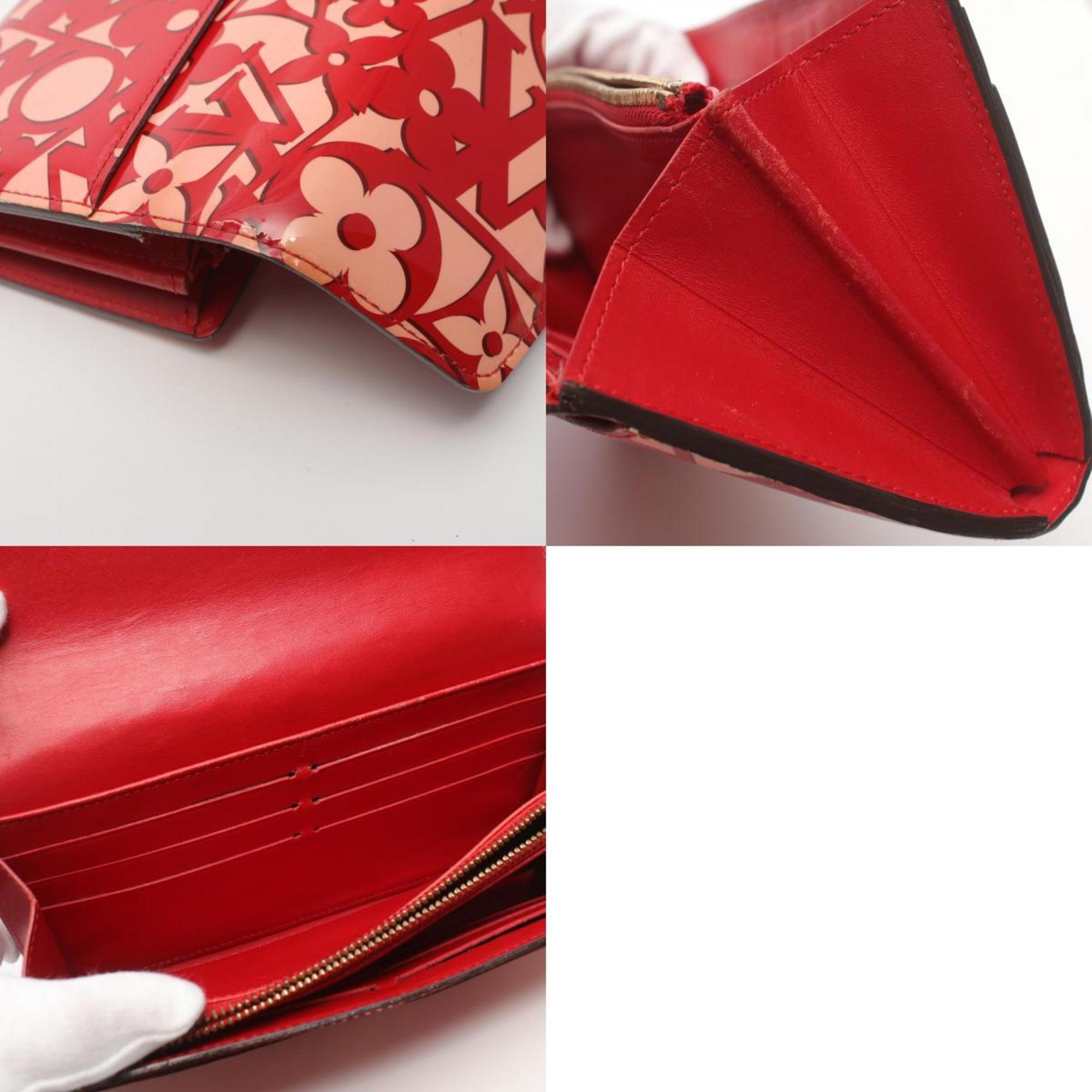 Louis Vuitton LOUIS VUITTON Portefeuille Sarah Bi-fold Long Wallet Leather Vernis Women's Red M90127