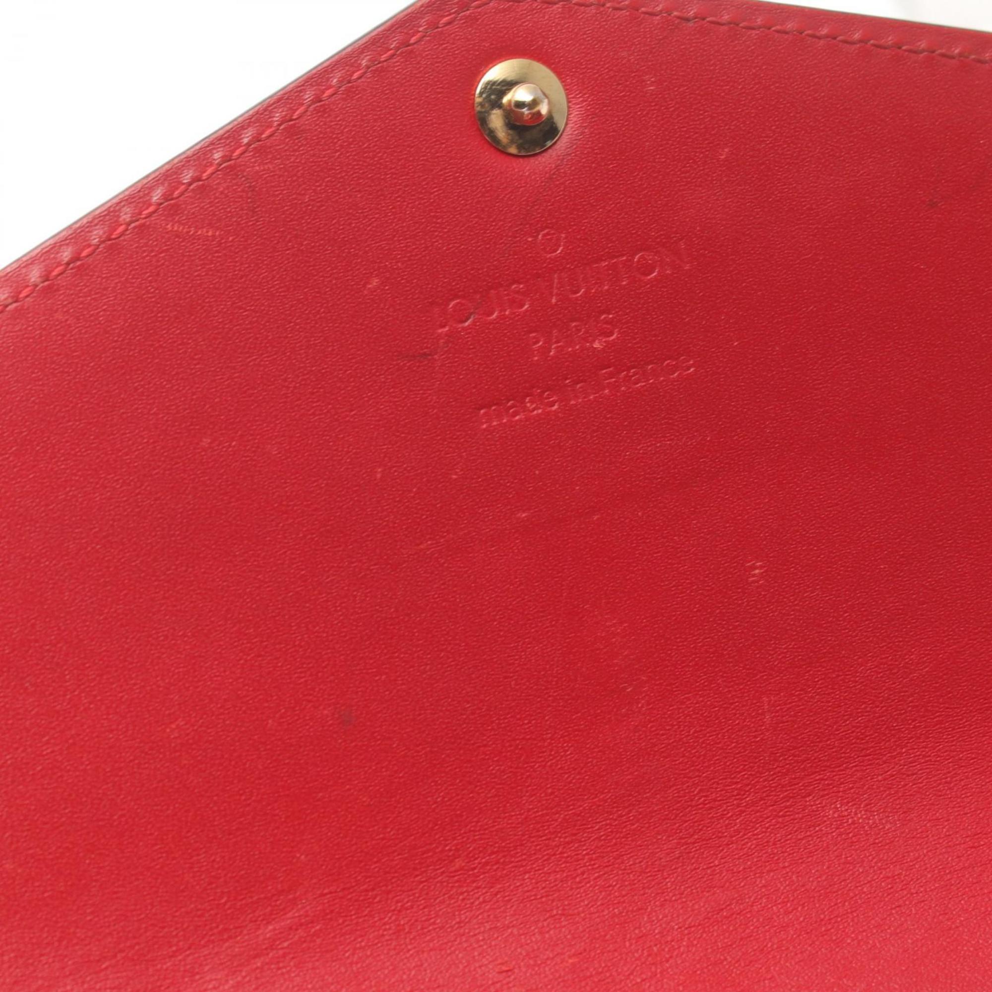 Louis Vuitton LOUIS VUITTON Portefeuille Sarah Bi-fold Long Wallet Leather Vernis Women's Red M90127