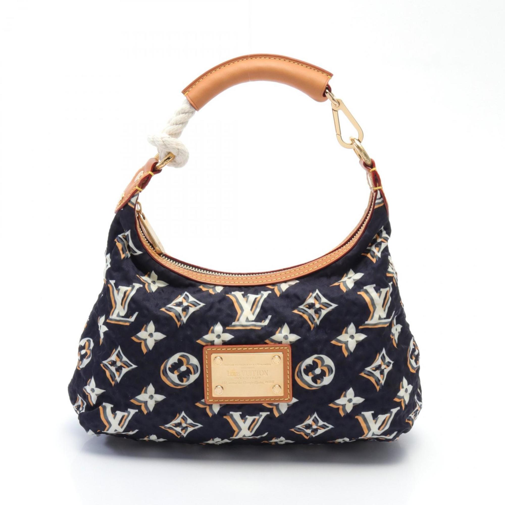 Louis Vuitton Bulle PM Marine Handbag Bag Nylon Leather Women's Navy Multicolor M40238