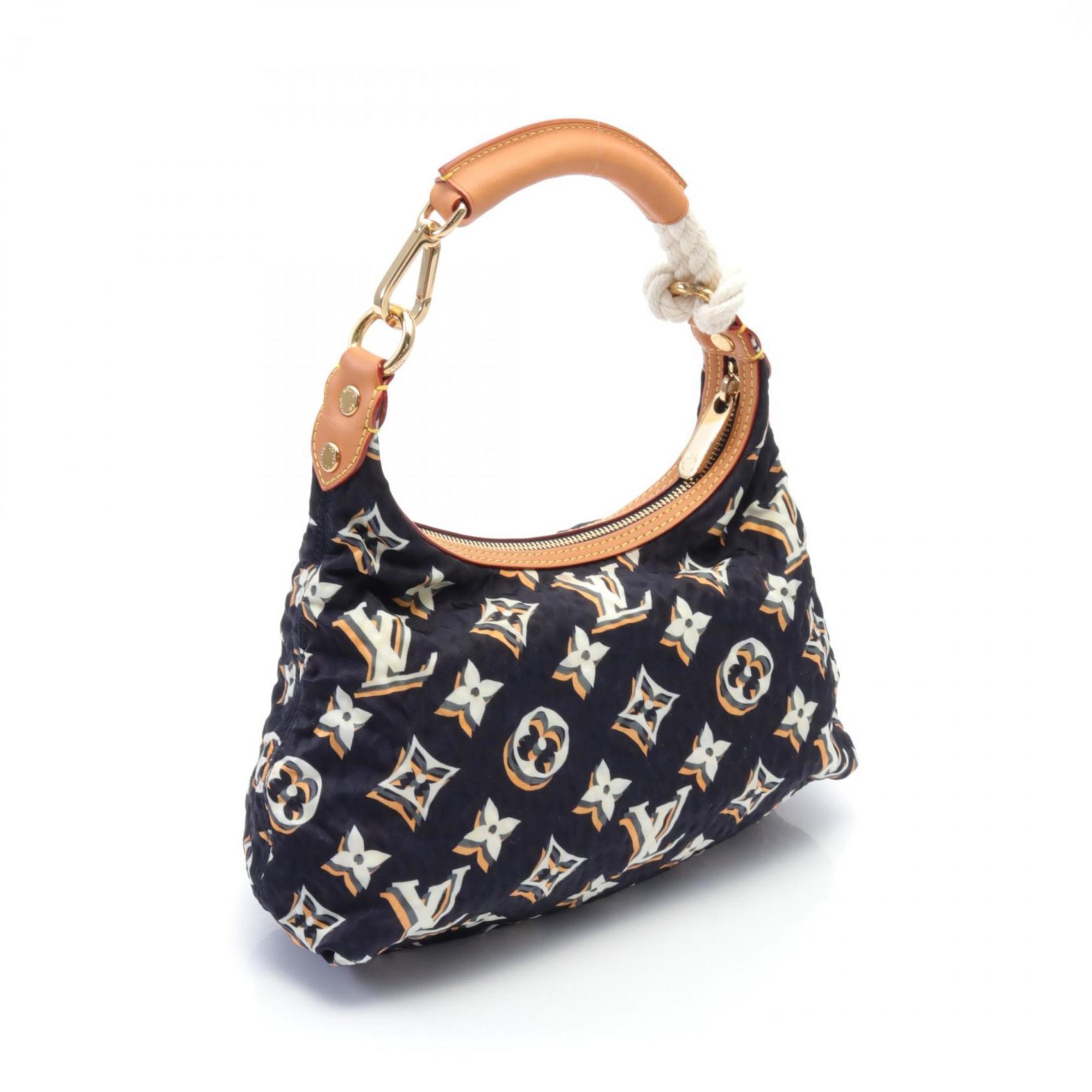 Louis Vuitton Bulle PM Marine Handbag Bag Nylon Leather Women's Navy Multicolor M40238