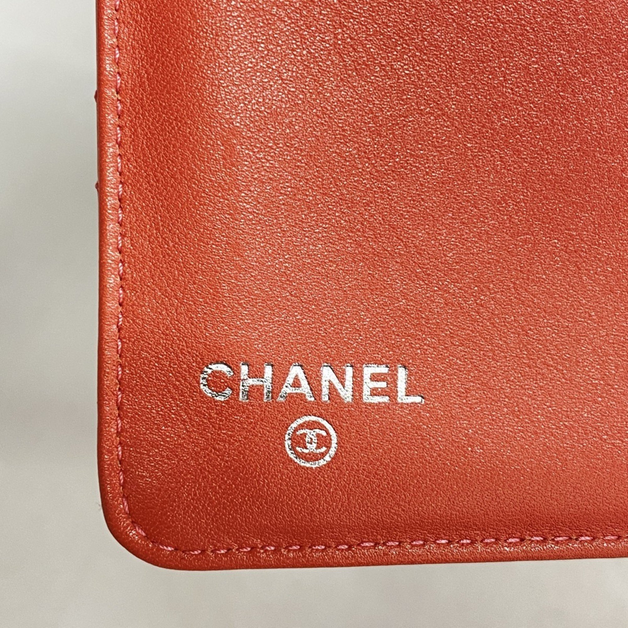 Chanel Wallet Matelasse Brilliant Patent Leather Orange Champagne Ladies