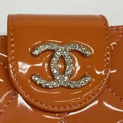 Chanel Wallet Matelasse Brilliant Patent Leather Orange Champagne Ladies