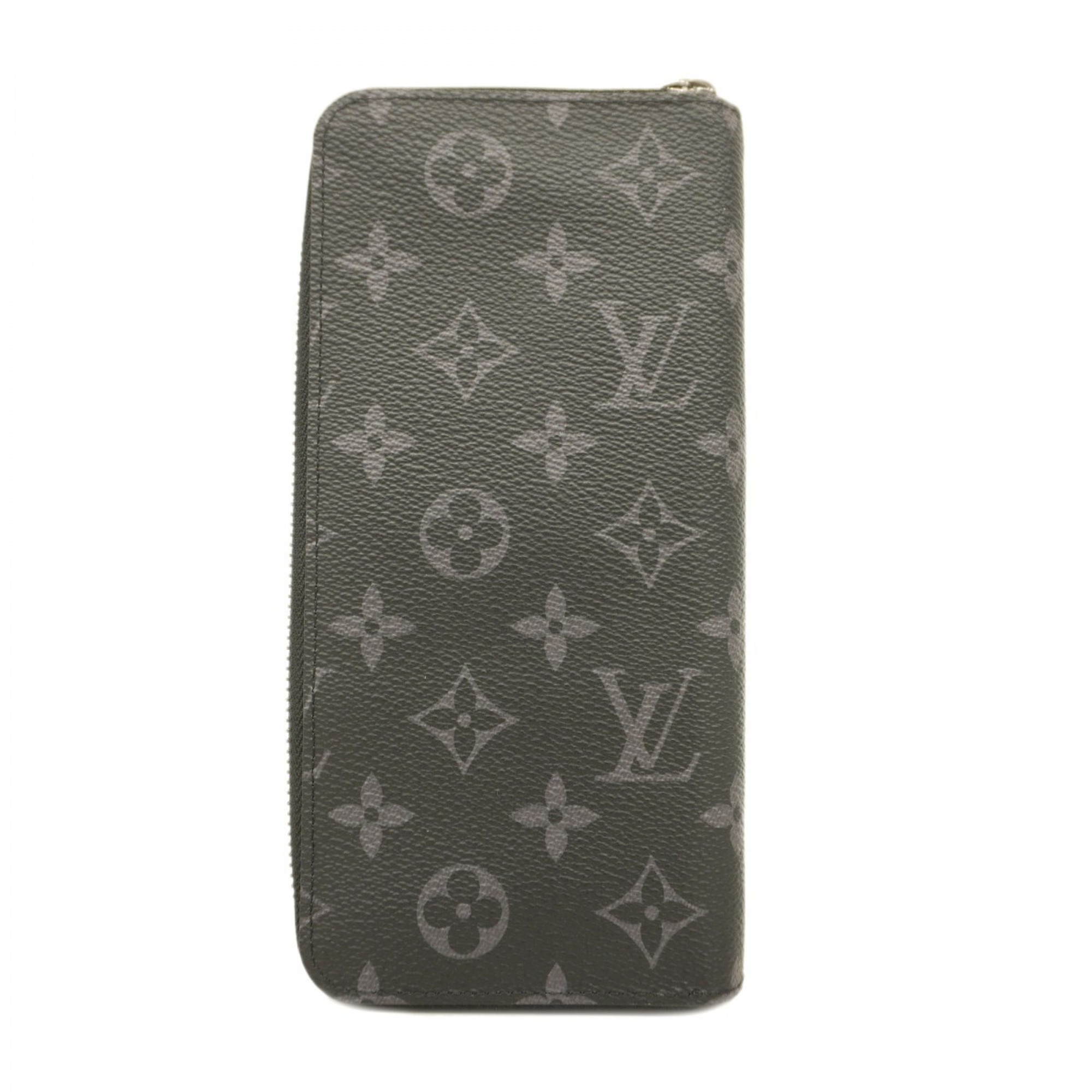 Louis Vuitton Long Wallet Monogram Eclipse Zippy Vertical M62295 Black Men's