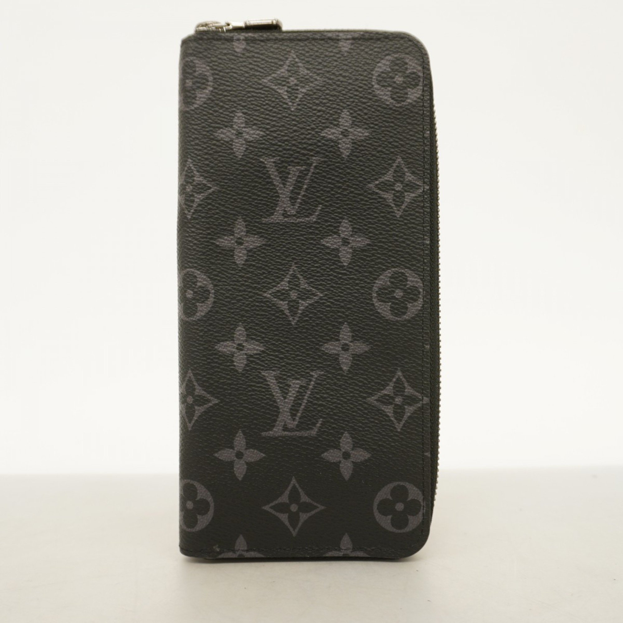 Louis Vuitton Long Wallet Monogram Eclipse Zippy Vertical M62295 Black Men's