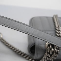 Gucci Shoulder Bag GG Marmont 446744 Leather Grey Women's