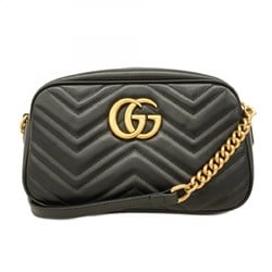 Gucci Shoulder Bag GG Marmont 447632 Leather Black Women's