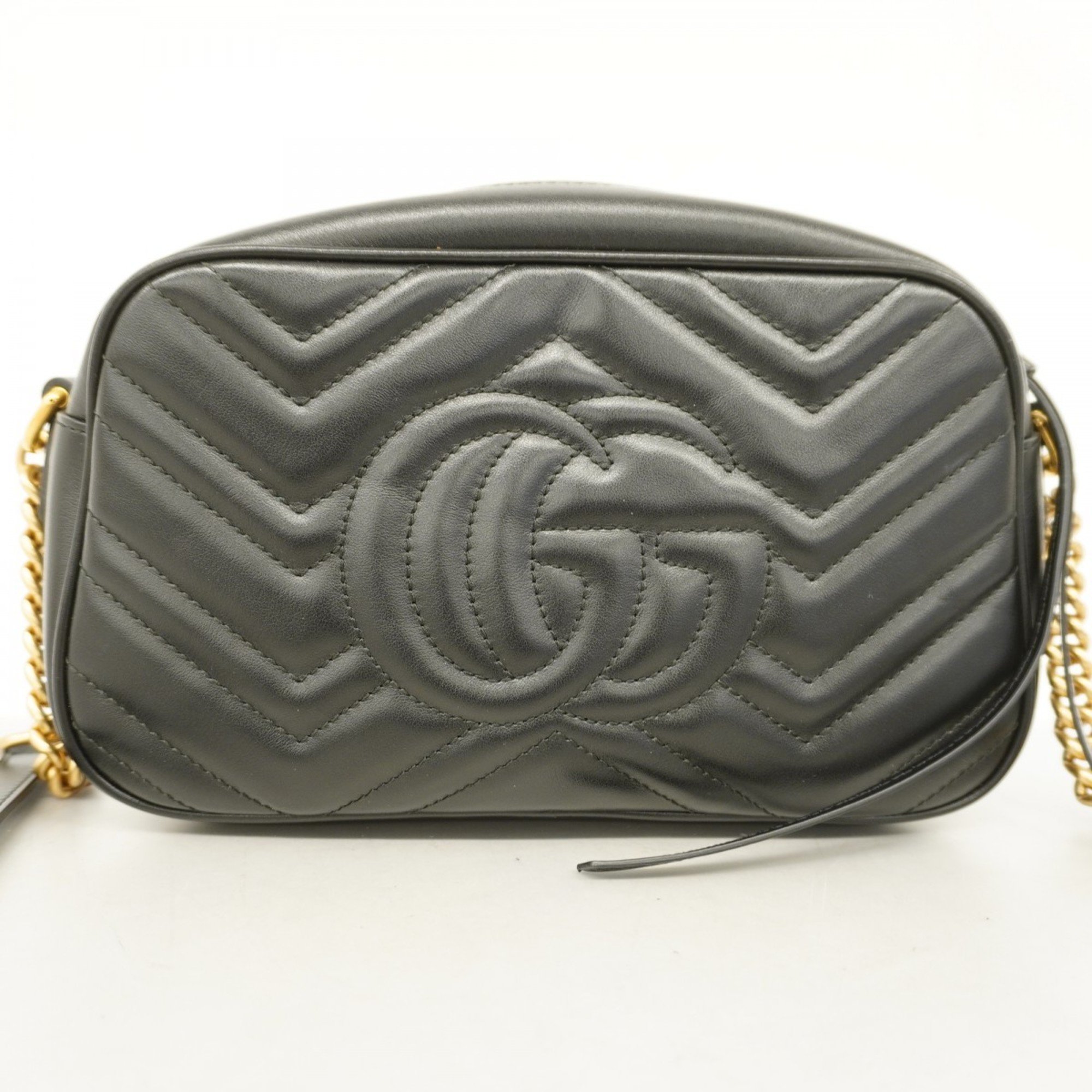 Gucci Shoulder Bag GG Marmont 447632 Leather Black Women's