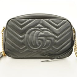 Gucci Shoulder Bag GG Marmont 447632 Leather Black Women's