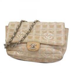 Chanel Shoulder Bag New Travel Nylon Beige Women's