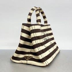 Prada Tote Bag Canapa Canvas Brown Ivory Women's