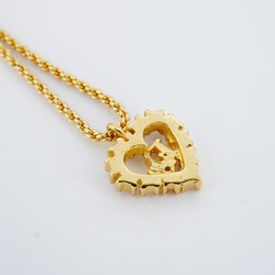 Christian Dior Necklace Heart Motif Rhinestone GP Plated Gold Ladies