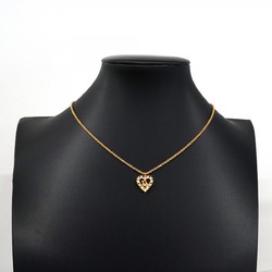 Christian Dior Necklace Heart Motif Rhinestone GP Plated Gold Ladies