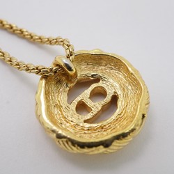 Christian Dior Necklace CD Circle GP Plated Gold Ladies