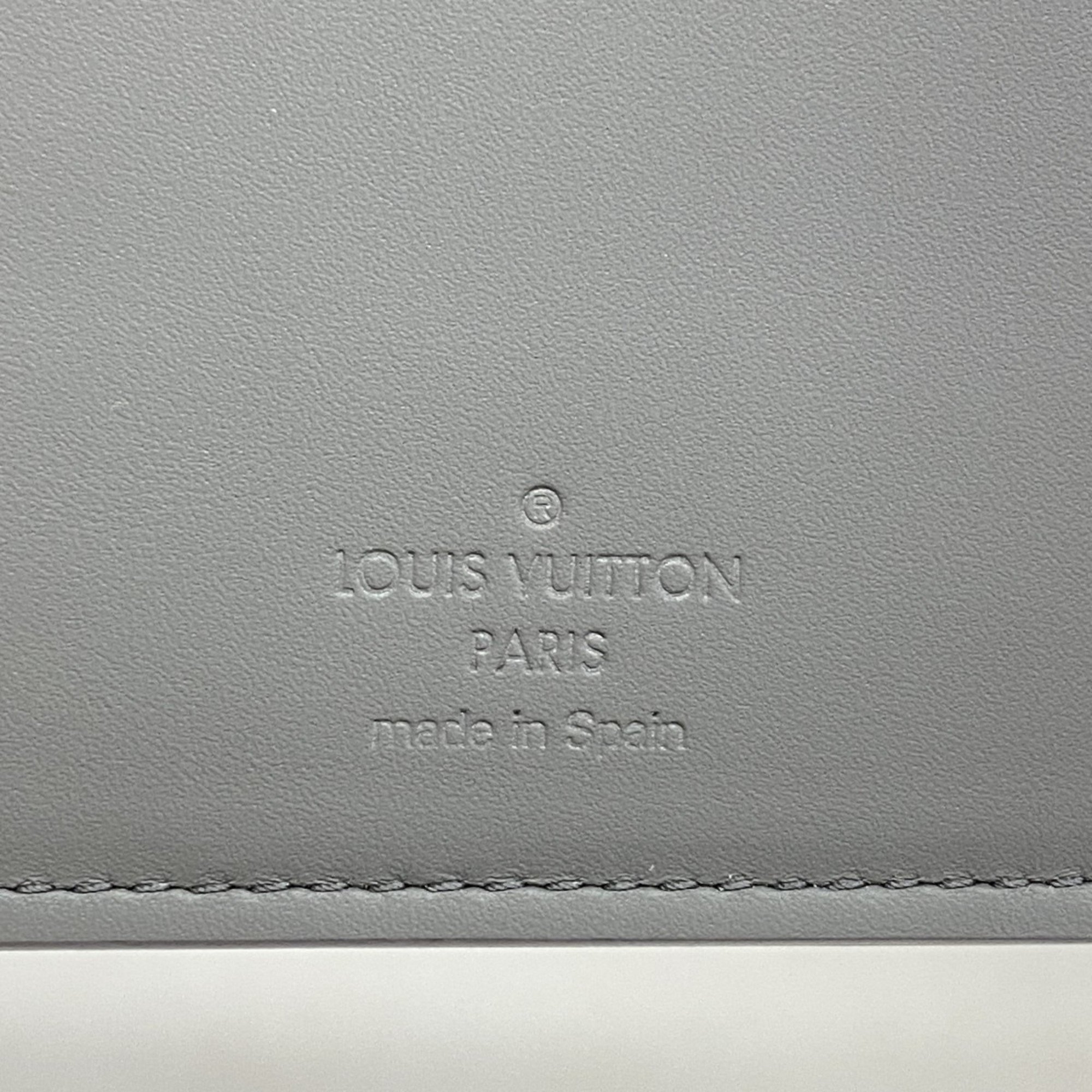 Louis Vuitton Long Wallet Monogram Shadow Portefeuille Brazza M81335 Grey Men's