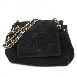 Chanel Shoulder Bag Suede Black Women's