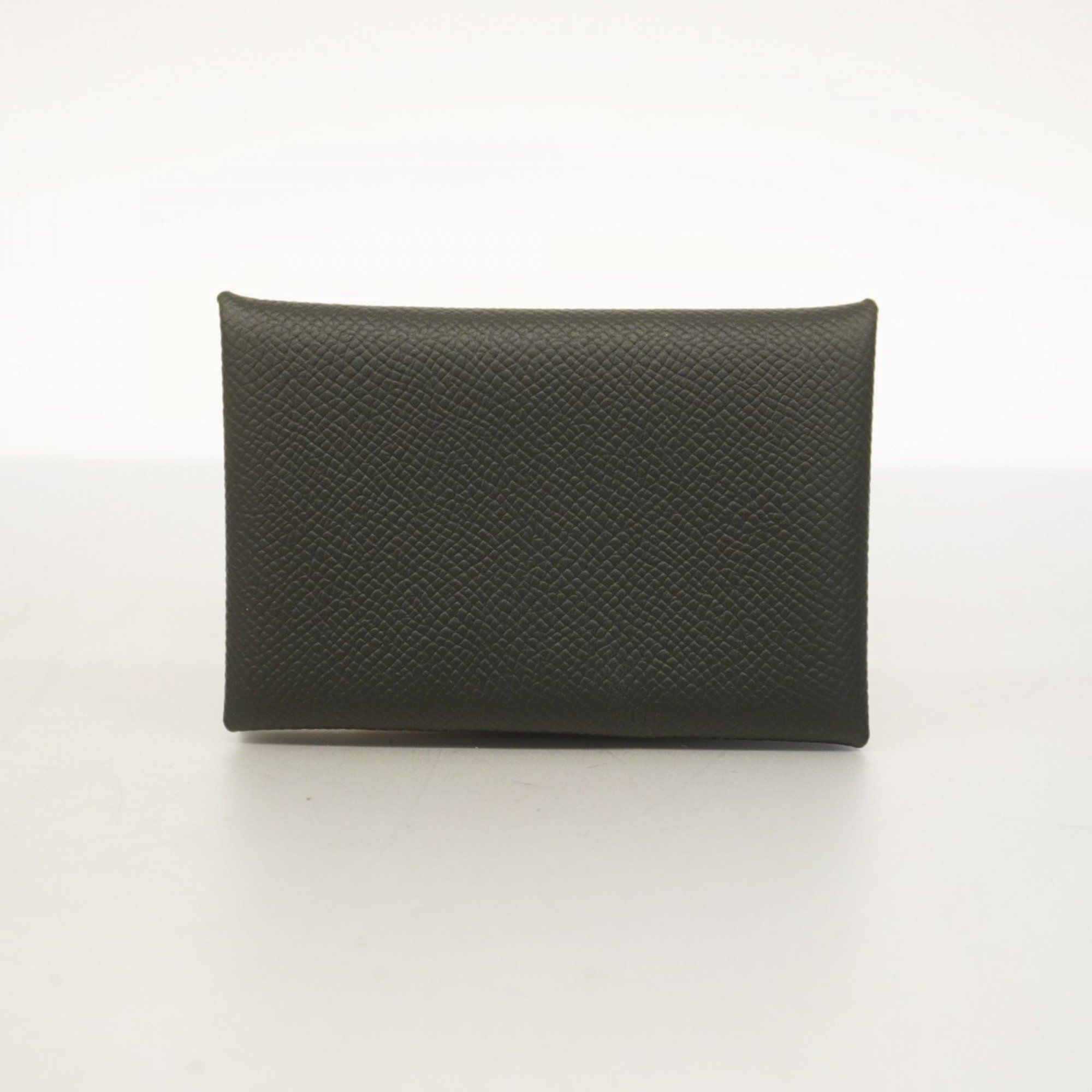 Hermes Wallet/Coin Case Calvi Epsom Leather Black B Stamp Men's Women's