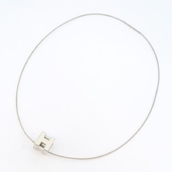 Hermes Necklace Cage d'Ash Metal Silver White Ladies