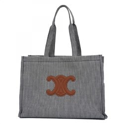 Celine Tote Bag Triomphe Canvas Navy White Women's