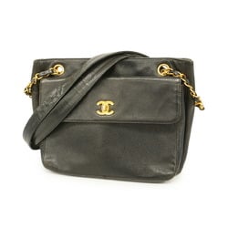 Chanel Shoulder Bag Caviar Skin Black Women's