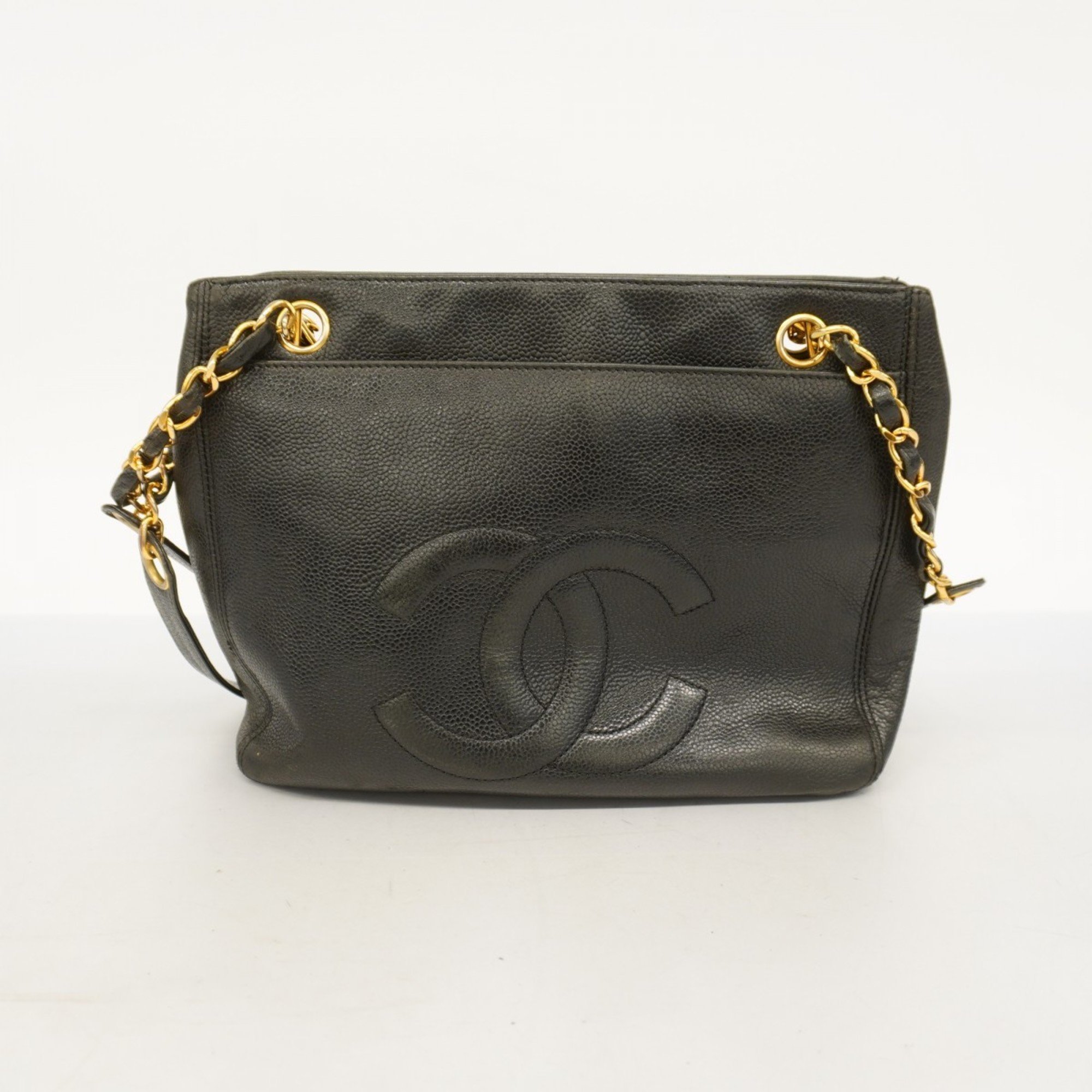 Chanel Shoulder Bag Caviar Skin Black Women's