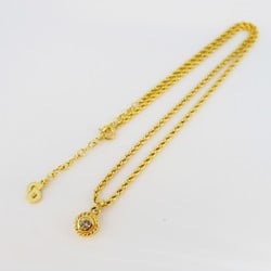 Christian Dior Necklace Circle Rhinestone GP Plated Gold Women's