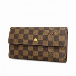 Louis Vuitton Tri-fold Long Wallet Damier Porte Tresor International N61215 Brown Men's Women's